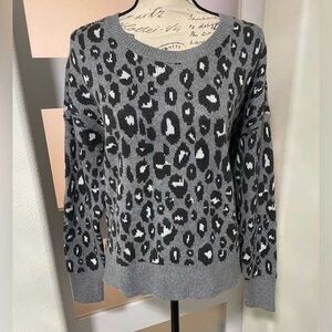 Gray Leopard Print Sweater